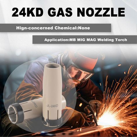 10 buses de protection à gaz revêtues de 24KD, couvercle de protection antiadhésif sans gaz, compatible avec la torche de soudage MIG MB 250A (1/5)