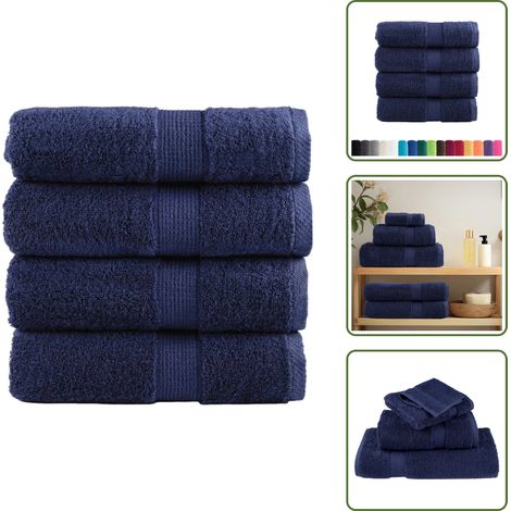 The Living Store Premium-Waschtücher SOLUND 4 Stk. Marineblau 30x30 cm 600 g/m² - Baumwollhandtücher (1/5)