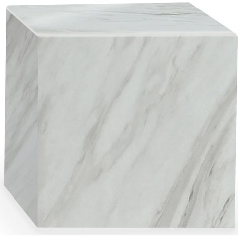 JASMIA - Table basse carré marbre d'ingénierie blanc (1/4)