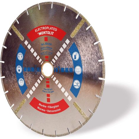 DISCO DIAMANTATO 300 MM MONTOLIT ELECTROPLATED ED300 PER MARMO FIBRE DI VETRO VETRORESINA