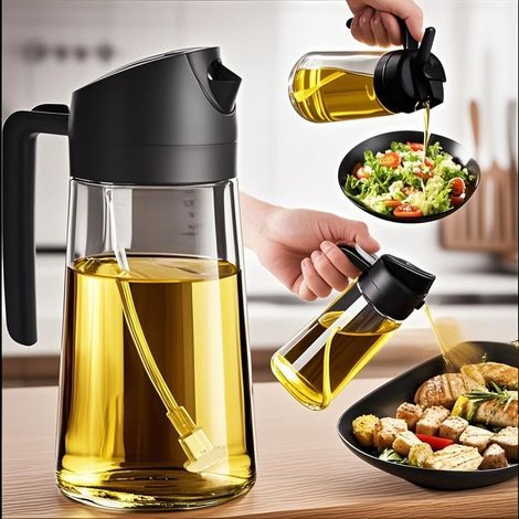 1 - Distributeur D&39huile - Pulvérisateur D&39huile - Flacon 2 En 1 Pour Cuisine - Versement Et Vaporisation Pratiques - Acier Inoxydable - Transparent (1/5)