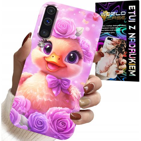 Custodia per Samsung A50 / A30S - simpatica paperella su sfondo rosa (1/5)
