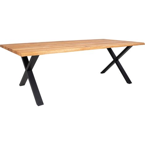 Toulon Esstisch 240x95 cm mit gewelltem Rand natur, schwarz. (1/3)