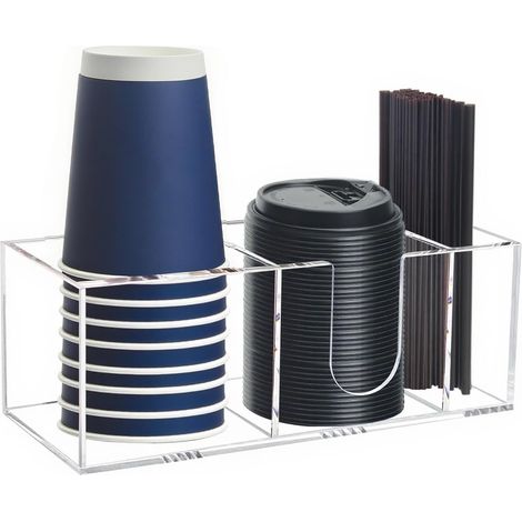 Organizador de tazas y tapas de café, soporte acrílico para tazas, caja de almacenamiento de tazas de café, dispensador de tazas. (1/5)