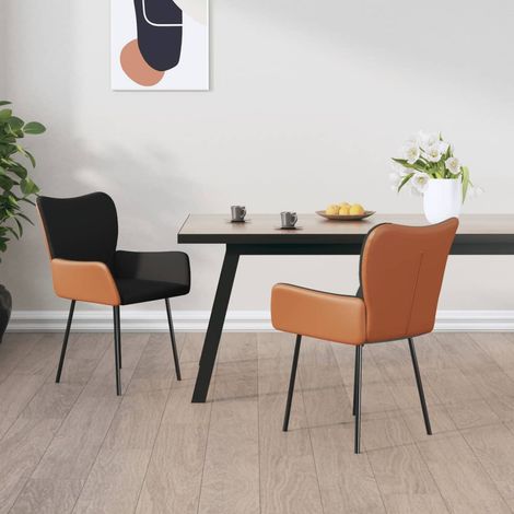 Esszimmerstühle 2 Stk. Schwarz Stoff und Kunstleder (1/5)