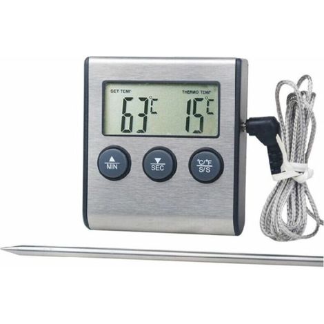Thermomètre de cuisine numérique grand écran LCD. longue sonde pour Grill four. viande cuisson température alarme minuterie outil (1/5)