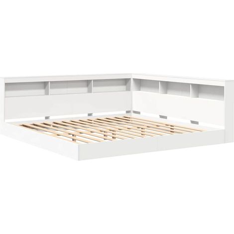 Lit double,Lit adulte,Lit avec bibliothèque blanc 180x200 cm en bois d'ingénierie CFW66900 (1/5)