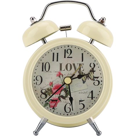 Mini réveil numérique silencieux en métal avec lumières et clochettes scintillantes, style antique classique pour chambre à coucher (1/4)