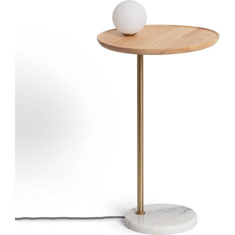 Lampe à Poser Bois et Verre Brandt Blanc-Doré (1/5)