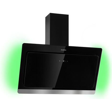 Klarstein – Hotte aspirante inclinée 90 cm – Débit d'air 563 m³/h – Éclairage LED RGB – Classe énergétique A – Installation facile