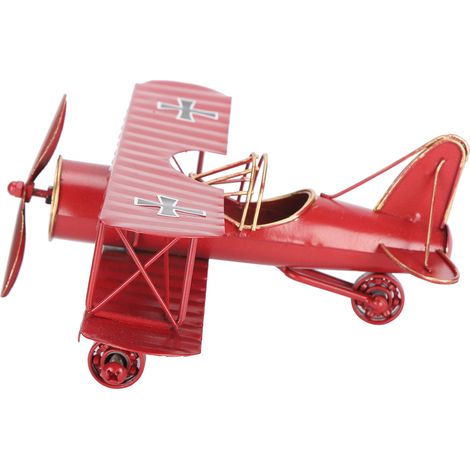 Iron Airplane Model Red Vintage Biplane Handicraft for Home Decoration Cafe Ornament (1/5)