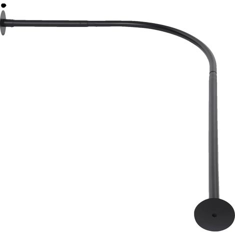 Barre de Rideau de Douche, Design en L Réglable, Installation Sans Perçage, noir (1/2)