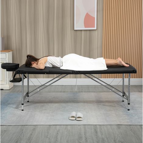 Table de massage pliante 186x71 cm noire – hauteur réglable, sans montage (1/5)