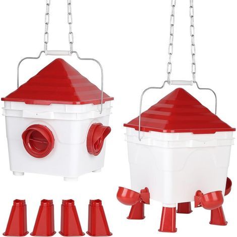 Mangeoire Poule Automatique Capacité de 8KG et Abreuvoir Poules 7L avec Chaînes en Acier pour Volaille (1/5)