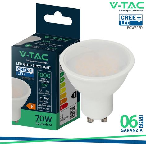 VT-271 10W GU10 LED FARETTO IN PLASTICA COPERTURA MILKY CHIP CREE 3000K 100 D 6 ANNI DI GARANZIA         - Luce CALDA