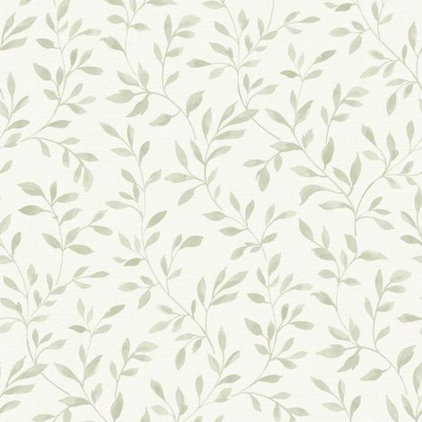 Grandeco Narine Sage Green Wallpaper Floral Leaves Textured Paste The Wall Vinyl (1/4)