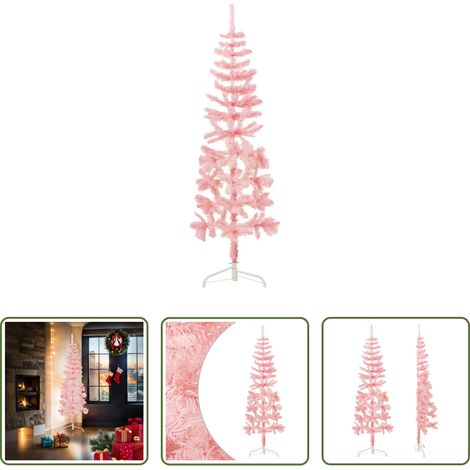 Décoration de Noël - Demi sapin de Noël artificiel mince avec support Rose 180 cm (1/5)