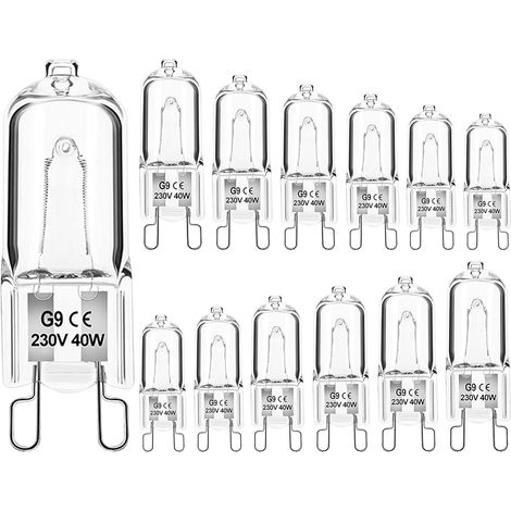 Dimmbare G9-Halogen-Glühbirnen, 40 W, 230 V, warmweiß, für Mikrowelle, Backofen, Herd, Deckenleuchten, 12 Stück [Energieklasse G]
