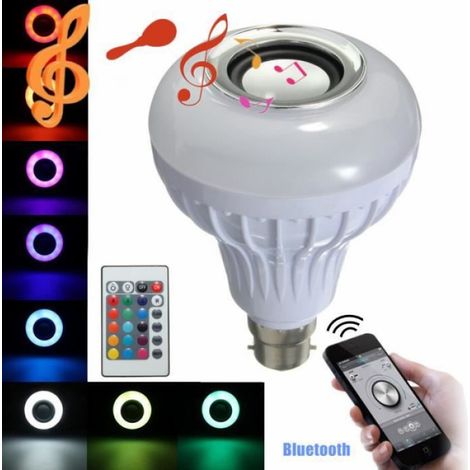 Ampoule Bluetooth B22 - Haut-Parleur Intégré 12 W - LED RGB Réglable - Compatible AC 100-240 V - Pour Éclairage et Sonore