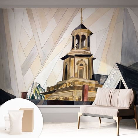 Papier peint décoratif avec colle pour salon, chambre à coucher et bureau – Design moderne et facile à poser Tour architecturale 312x219 cm (1/5)