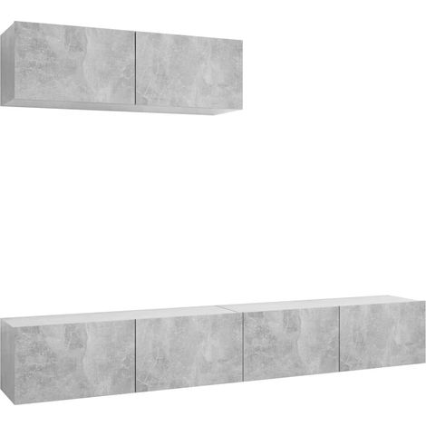 Mobile TV multimediale scaffale per televisione credenza televisione sala da pranzo soggiorno camera da letto 3 pezzi pannelli in MDF grigio 020028660