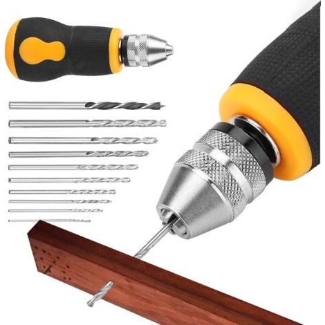 Small Twist Drill - Perceuse à main de précision Bits de forets à main Ensemble Mini-outil manuel, sculpteur rotatif, graveur compact multifonctionnel, outil portable pour la fabrication (1/5)