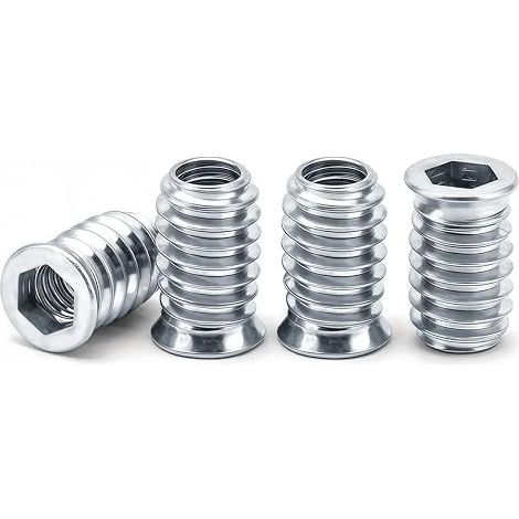 40 Pièces M4 écrou Hexagonal Fileté, Insert Fileté Bois M4 X 15mm écrous à Visser Argent Manchons à Visser Galvanisés pour Meubles en Bois (1/5)