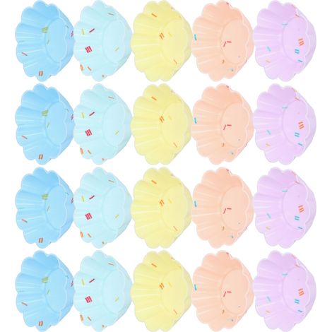 Lot de 20 petits moules à gâteaux réutilisables en silicone, faciles à nettoyer, avec 10 pétales de fleurs. (1/5)