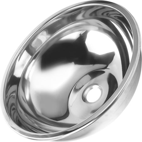 Évier de bar rond de 360 mm de diamètre, finition en acier inoxydable brossé, avec coussin insonorisé pour cuisine/camping-car. (1/5)