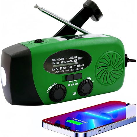 Radio Solaire 5000mAh Portable d'urgence à Manivelle Dynamo avec AM/FM Radio à Piles Dynamo, Survie Poche LED Charge de Téléphone à Manivelle pour la Randonnée et l'extérieur (Orange)