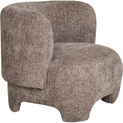 RAKEL - Fauteuil Crapaud Design Tissu Bouclette Marron