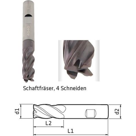 Schaftfräser DM 6mm, 4-Schneiden (1/2)