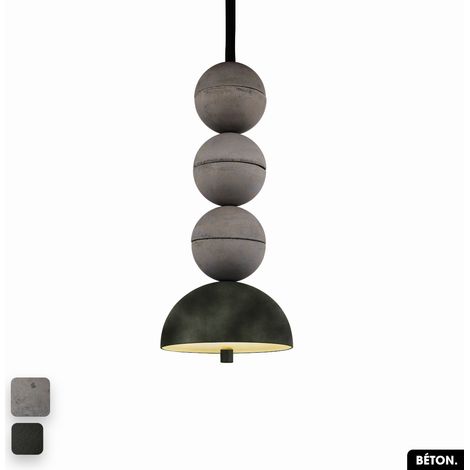 Lampe de suspension en béton velours - BOSFOR CONCRETE VELVET GRIS - OLIVE 3 BALLES LED 14W (1/2)