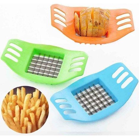 3 Stück Pommes-Frites-Schneider aus Edelstahl, Kartoffelchip-Schneider (zufällige Farbe) FLITI