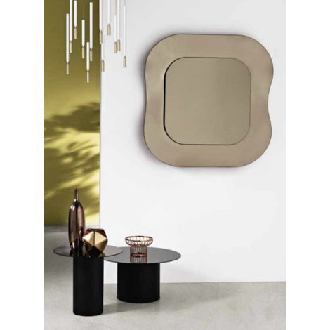 Specchio quadrato DUNE 100x100 cm con cornice in vetro Bronzo (1/2)