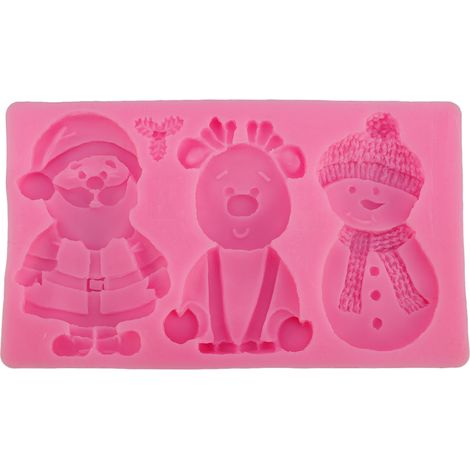 Xmas Silicone Molding Reindeer Snowman Claus Shape Non Stick Reusable Xmas Baking Moulding for Candy Cookie Cake (1/5)