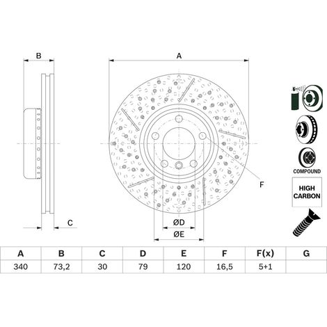 Lot de 2 Disques de frein Bosch 0 986 479 E12 BMW 34 10 6 797 602 (1/3)