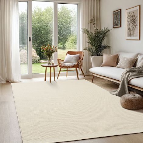 Deluxe Wool tapis laine fait style scandinave crème, 120 x 170 cm (1/5)