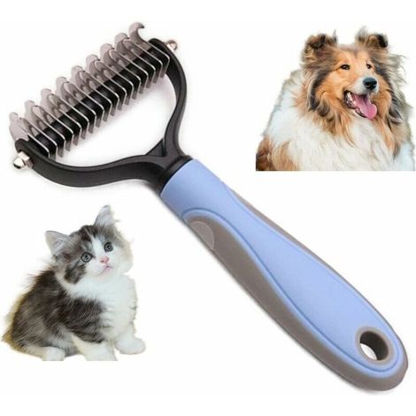 Brosse Chien et Chat a Poil Long pour le Toilettage et l'Entretien de Tous vos Animaux . Brosses Taille XL à Double Lame demelante pour le sous poils et les Noeuds en toute Sécurité (1/5)