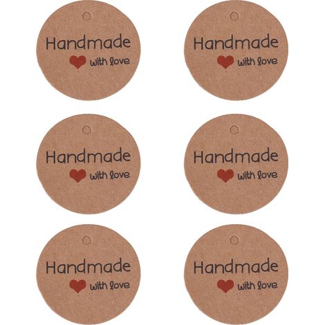 100 étiquettes à suspendre marron faites à la main, pour cadeaux de mariage, desserts, bijoux, prix 3 (1/5)