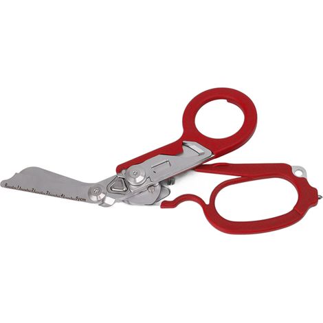 Ciseaux d'urgence en acier inoxydable, ciseaux pliants multifonctionnels, pince de camping, outil de secours, rouge (1/5)