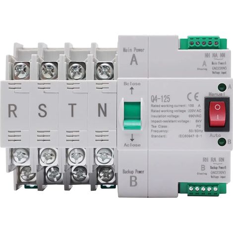 Umschalter, automatischer Betrieb, 63 A Kapazität, 220 V, Grau (1/5)