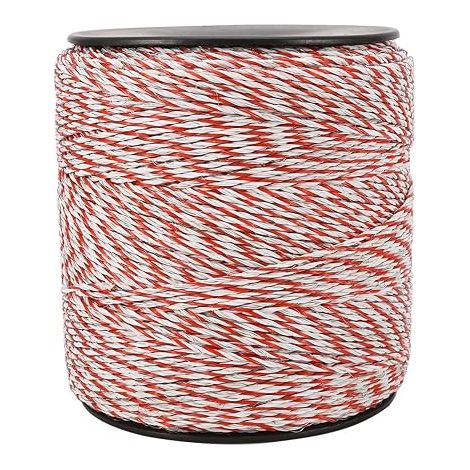 Fil de Clôture en Acier Inoxydable, Corde Conductrice Rouge et Blanche pour la sécurité du Bétail, pour les Bovins, les Chèvres et les Moutons (1/4)
