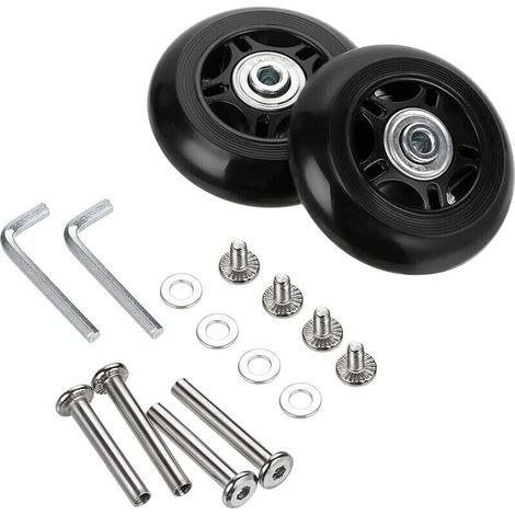 2-teiliges Kofferrollen-Reparaturset mit Lagern für Gepäckkoffer, 70 × 24 mm, Schwarz – INHHUB (1/5)