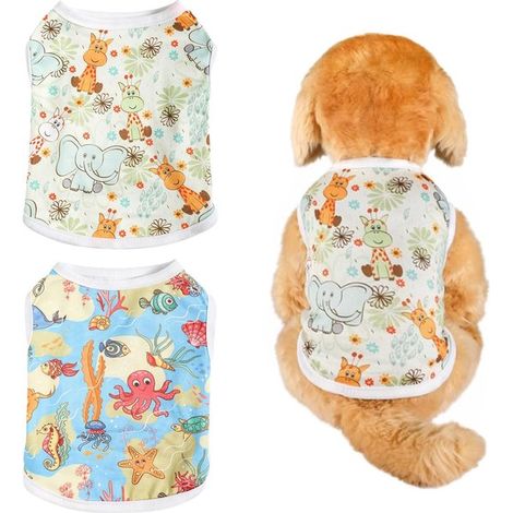 Camisetas para perros，paquete de 2 camisetas para perros，camisetas transpirables para cachorros，camisetas suaves de verano para perros (1/5)