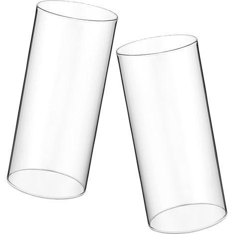Lot de 2 abat-jour cylindriques en verre haute transparence, résistants au vent et décoratifs. (1/5)