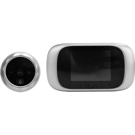 Sonnette vidéo intelligente avec judas, écran LCD 2,8 pouces et vision nocturne infrarouge pour la sécurité de votre domicile (argenté). (1/5)