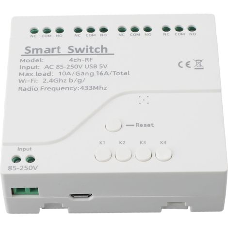 Ortviai Module de Télécommande Sans Fil 4 Canaux 3500 W, Commutateur Intelligent avec Minuterie et Verrouillage, 85–250 V (1/5)