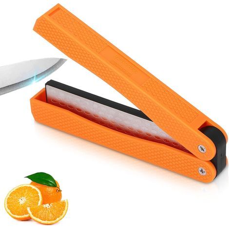 Affilacoltelli portatile diamantato, affilacoltelli pieghevoli, affilacoltelli diamantato, affilatura di coltelli pieghevoli (arancione) (1/5)