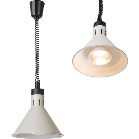 Lampe chauffante conique suspendue, diamètre 275 mm, 250 W - blanche (1/5)